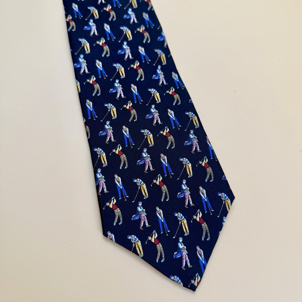 Crooks & Creed London Golf Neck Tie 100% Silk 59" 4" Golfers Golfing Handmade